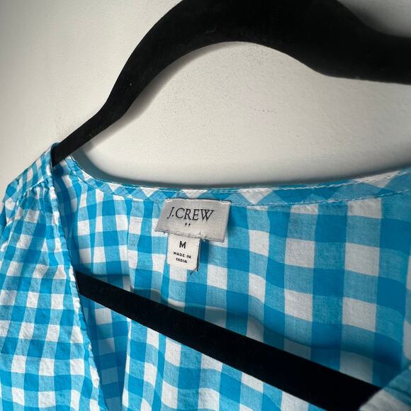 J. Crew Gingham V-Neck Shirt Size Medium - Picture 3 of 7